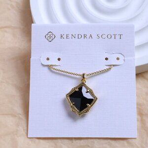 Kendra Scott - Kacey Black Opaque Glass Long Necklace Gold
